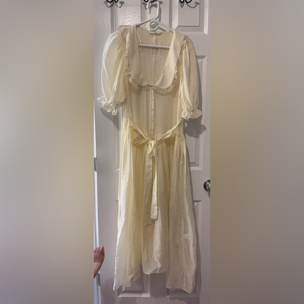 Zara Cream Sleeveless Button-Front Dress